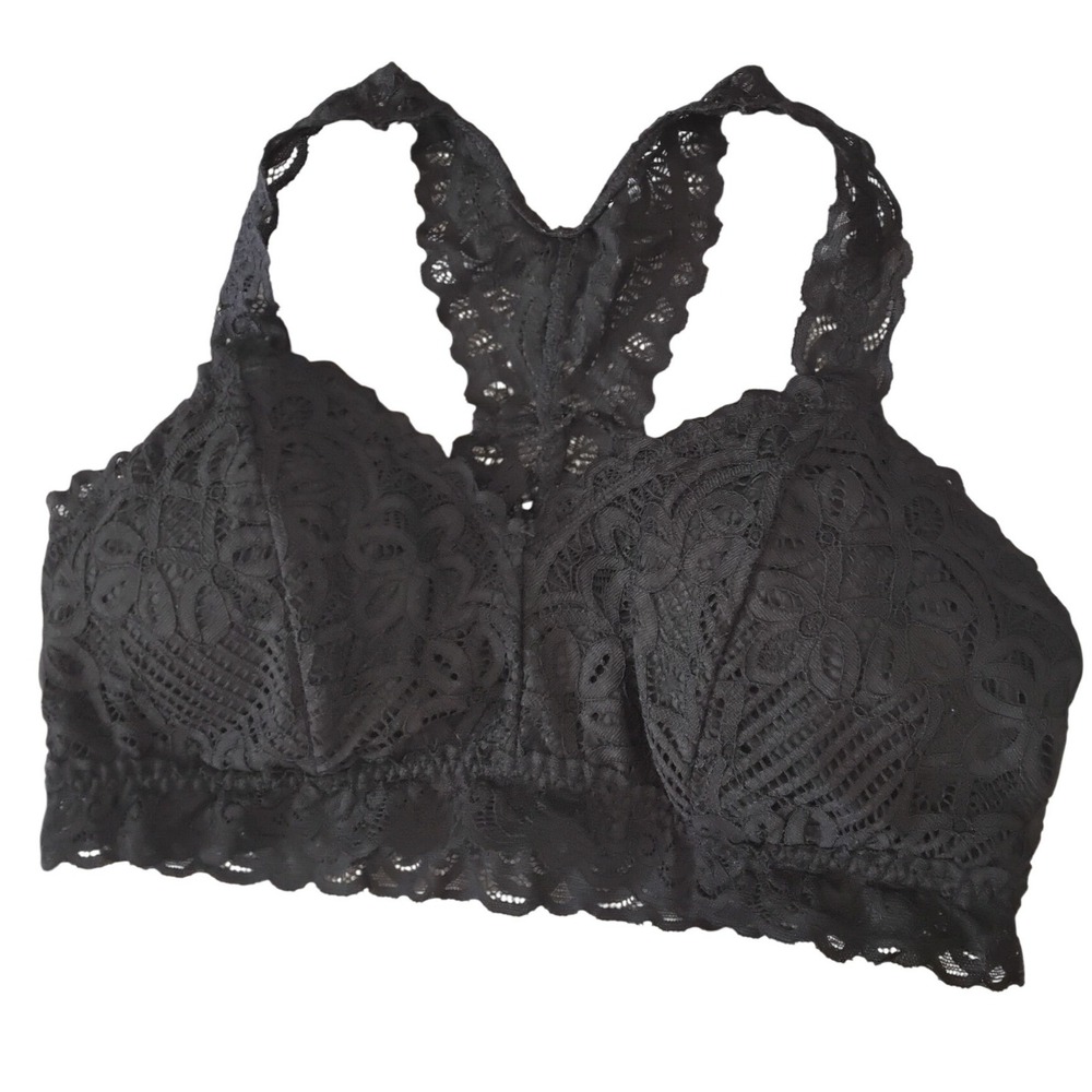 Maurices Black Lace Racerback Bralette‎ Padded Intimate Lingerie Size Medium